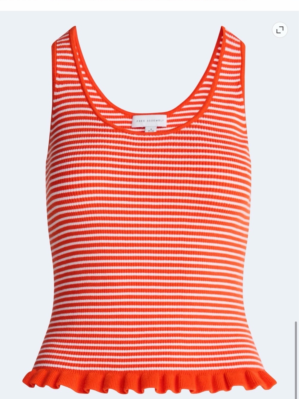 Orange & White Striped Ruffle-Hem Tank